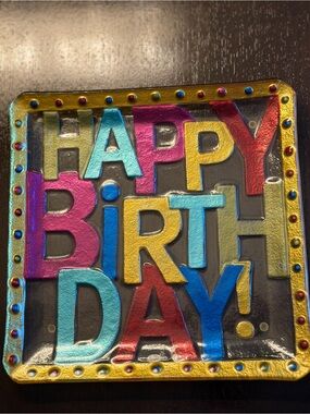 Colorful "Happy Birthday" Decorative Wall Plaque - Multicolor